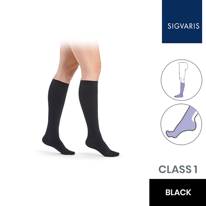 Sigvaris Essential Comfortable Unisex Class 1 Knee High Black Compression Stockings